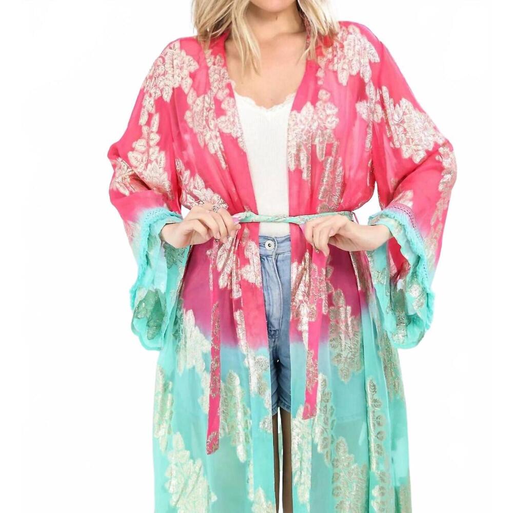 NEW BOHO MADRID glimmer kimono in fuchsia